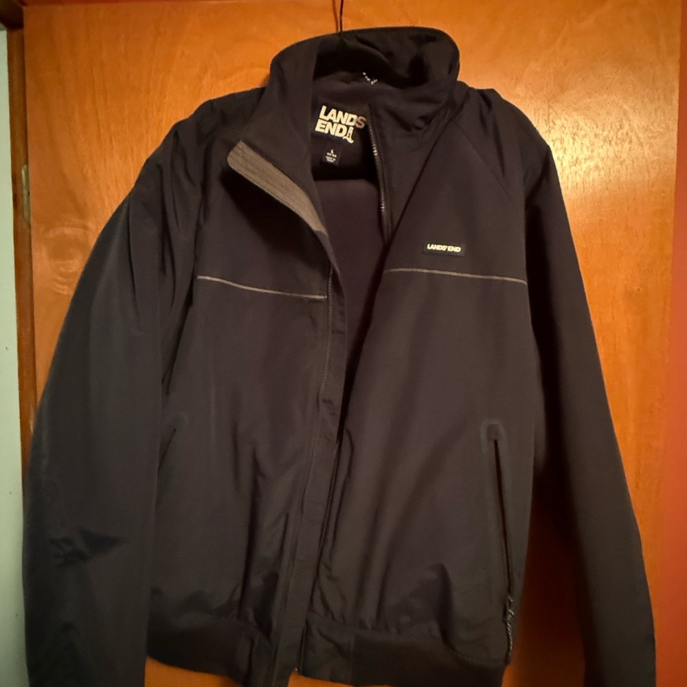 Lands' End Men's Black Windbreaker Jacket